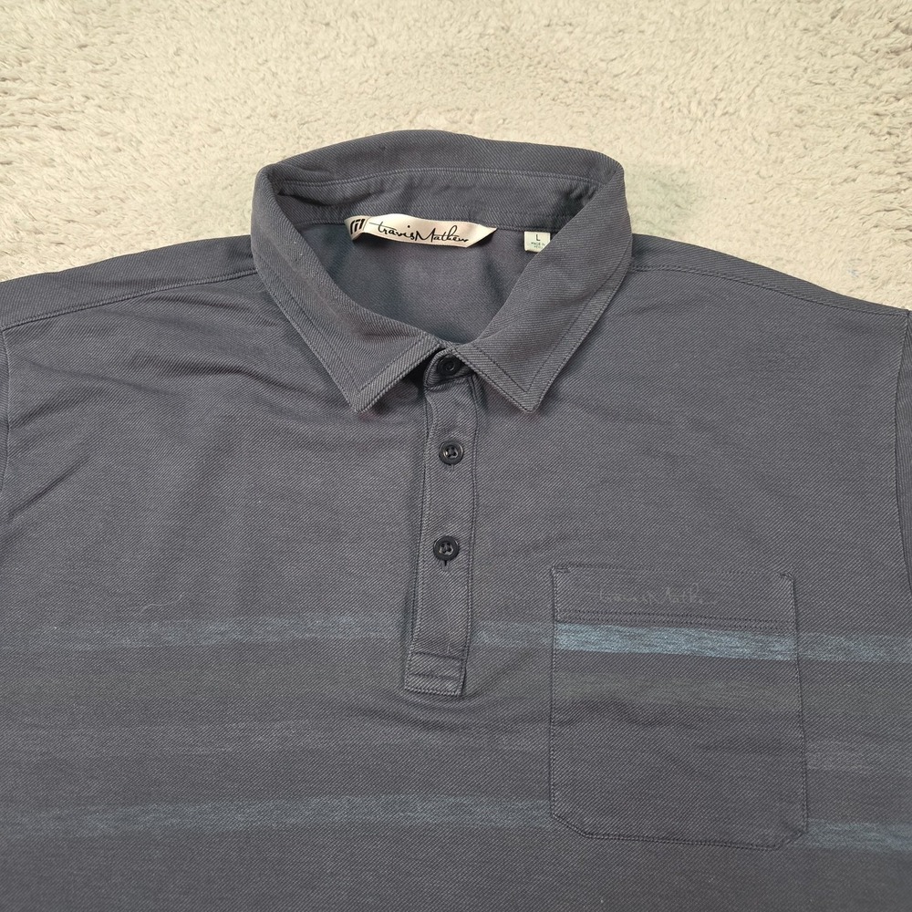 Travis Mathew Shirt Mens L Golf Polo Grey Pima Stretch Preppy Performance Tennis - Picture 3 of 14